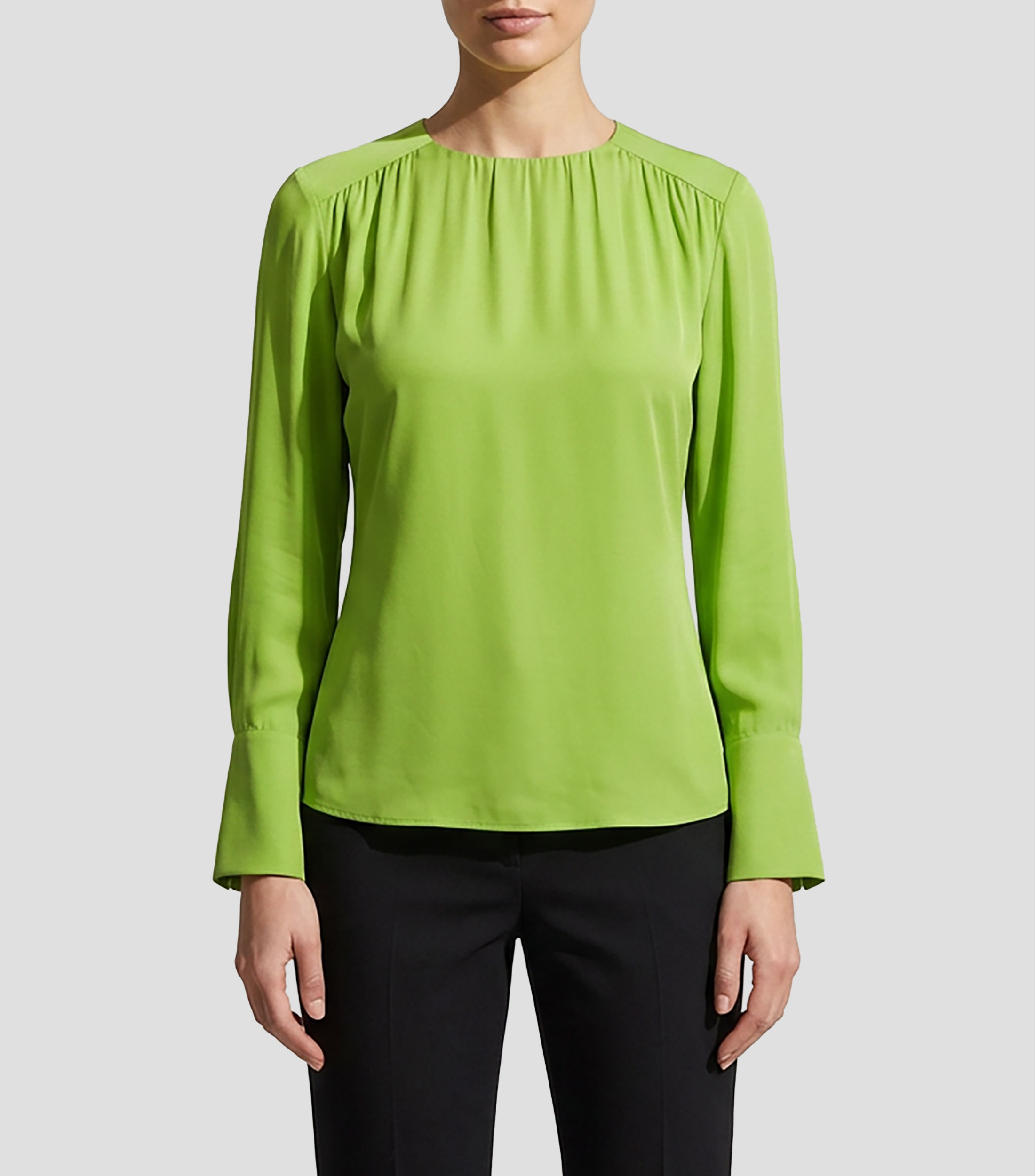 Blusa lisa manga larga Mujer